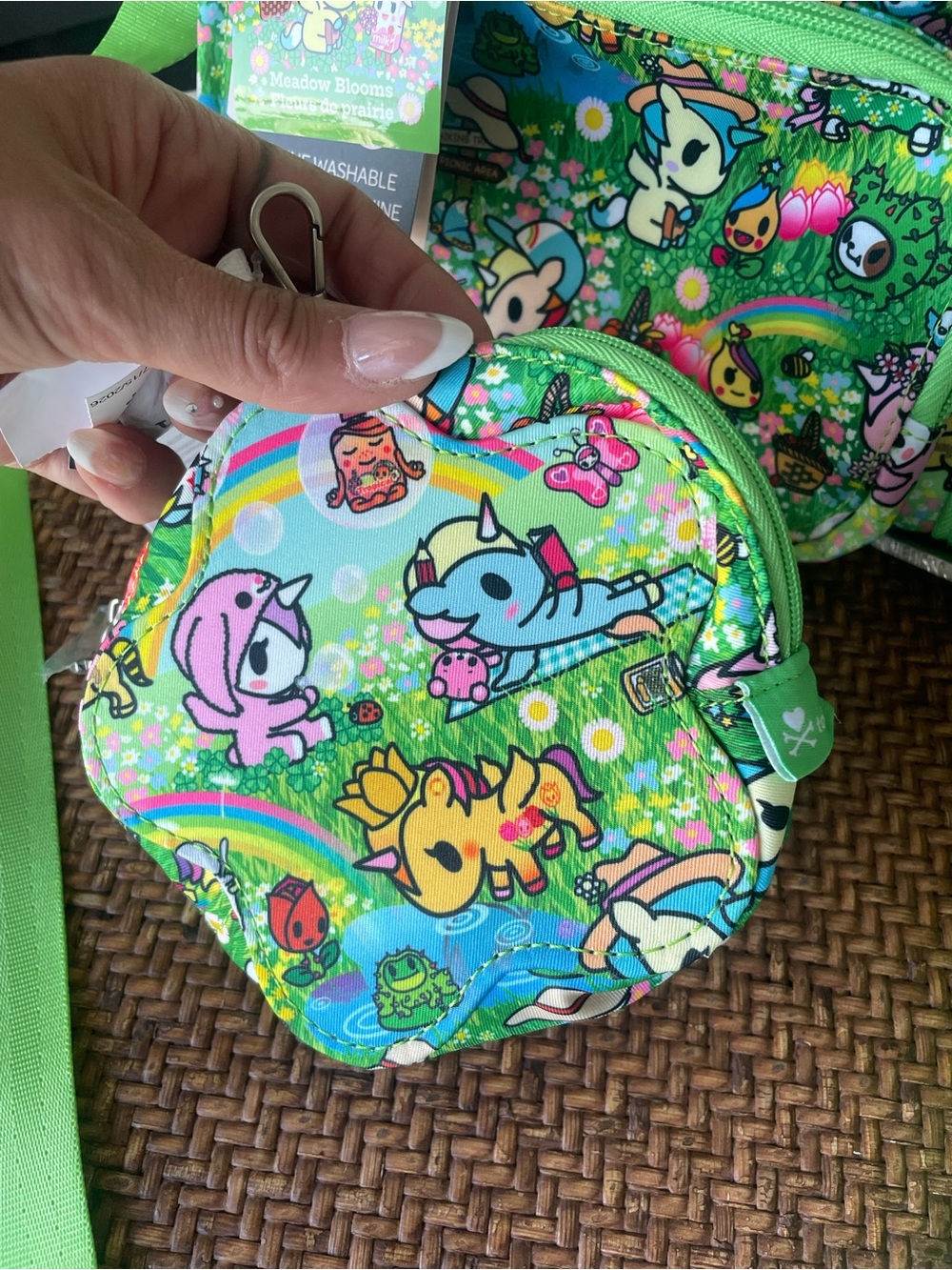 Ju-Ju-Be Meadow Blooms Green Kids Crossbody Bag with Coin Pouch - Picture 3 of 12